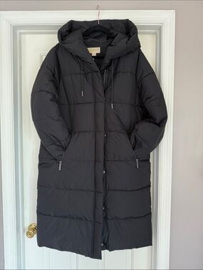 MICHAEL Michael Kors Black Hooded Long Puffer Coat